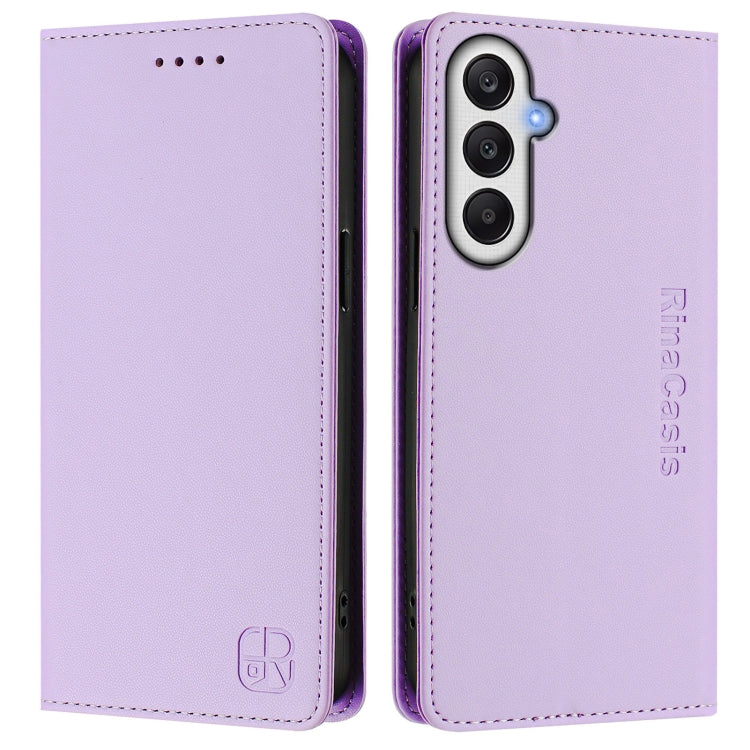 For Samsung Galaxy A05s 4G Global RC01 Dual-Folded Magnetic Suction RFID Leather Phone Case
