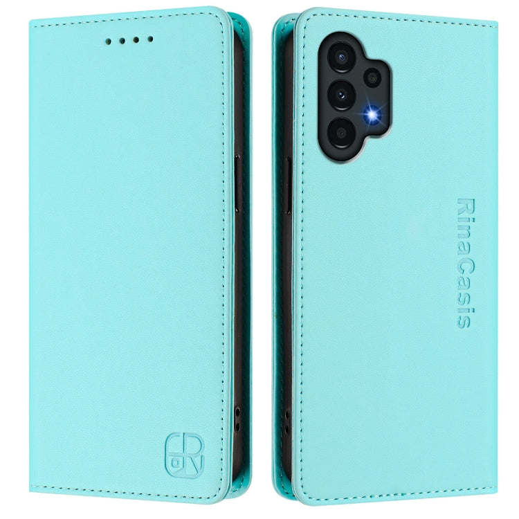 For Samsung Galaxy A13 5G / 4G RC01 Dual-Folded Magnetic Suction RFID Leather Phone Case