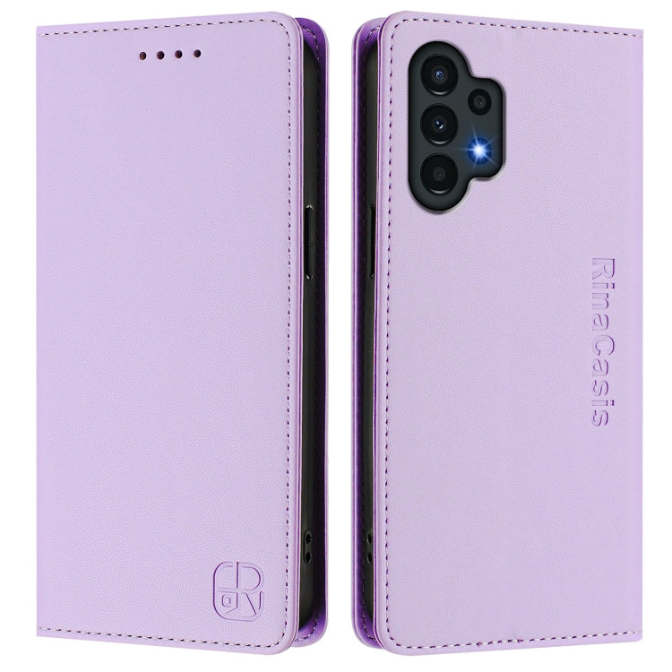 For Samsung Galaxy A13 5G / 4G RC01 Dual-Folded Magnetic Suction RFID Leather Phone Case
