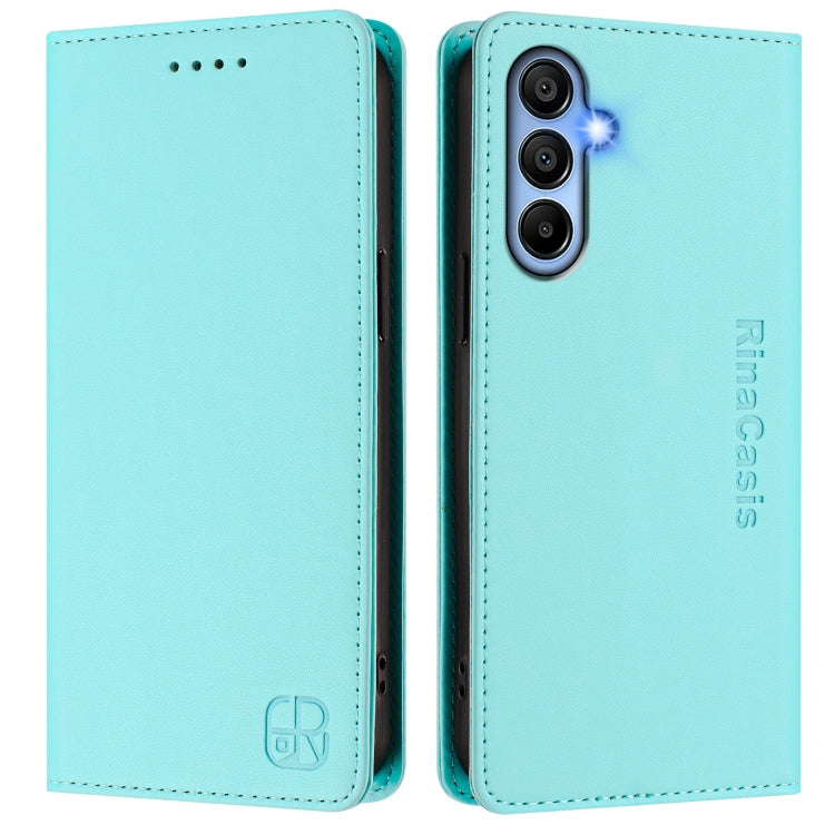 For Samsung Galaxy A15 5G / 4G RC01 Dual-Folded Magnetic Suction RFID Leather Phone Case