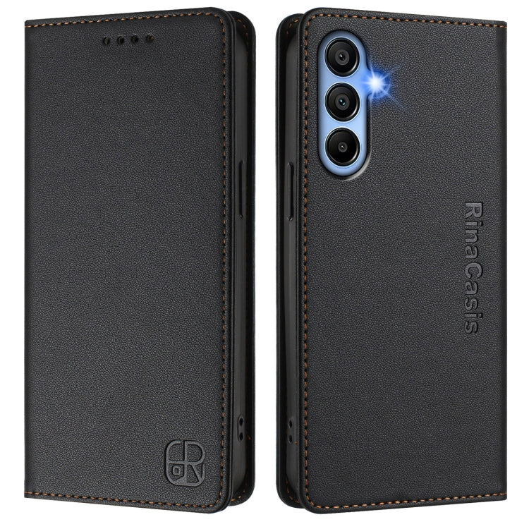 For Samsung Galaxy A15 5G / 4G RC01 Dual-Folded Magnetic Suction RFID Leather Phone Case