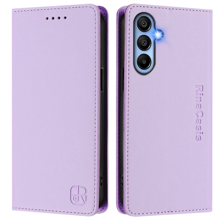 For Samsung Galaxy A15 5G / 4G RC01 Dual-Folded Magnetic Suction RFID Leather Phone Case