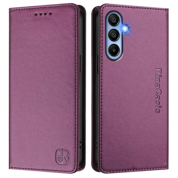 For Samsung Galaxy A15 5G / 4G RC01 Dual-Folded Magnetic Suction RFID Leather Phone Case