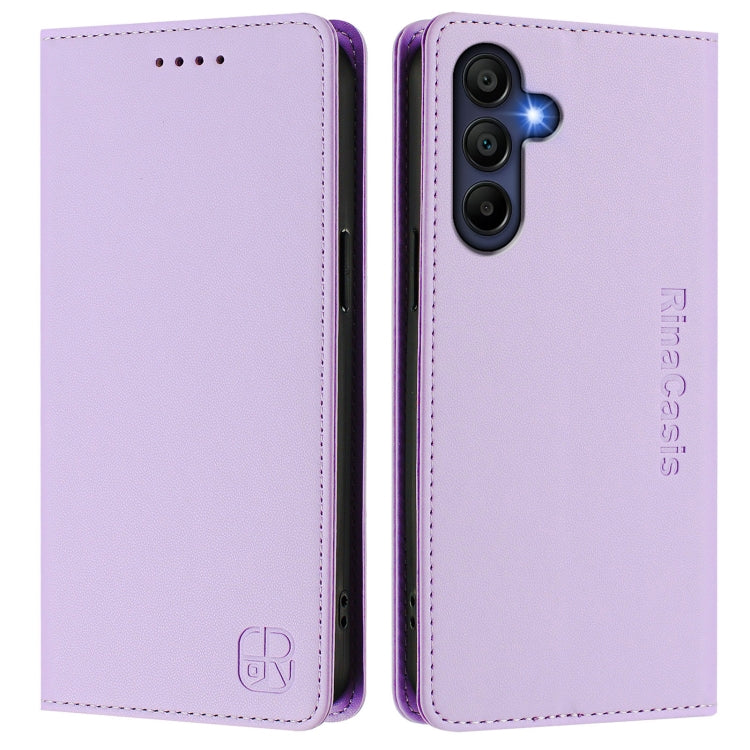 For Samsung Galaxy A16 5G RC01 Dual-Folded Magnetic Suction RFID Leather Phone Case