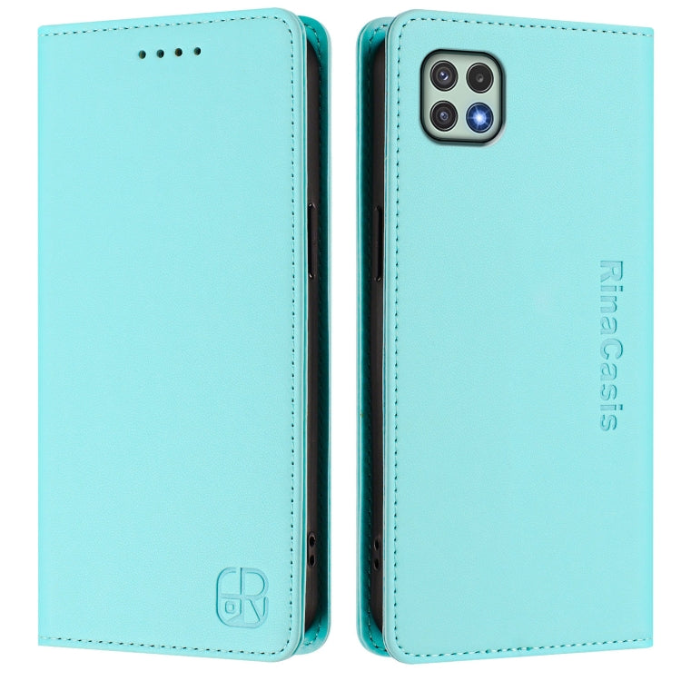 For Samsung Galaxy A22 5G / A22s 5G RC01 Dual-Folded Magnetic Suction RFID Leather Phone Case