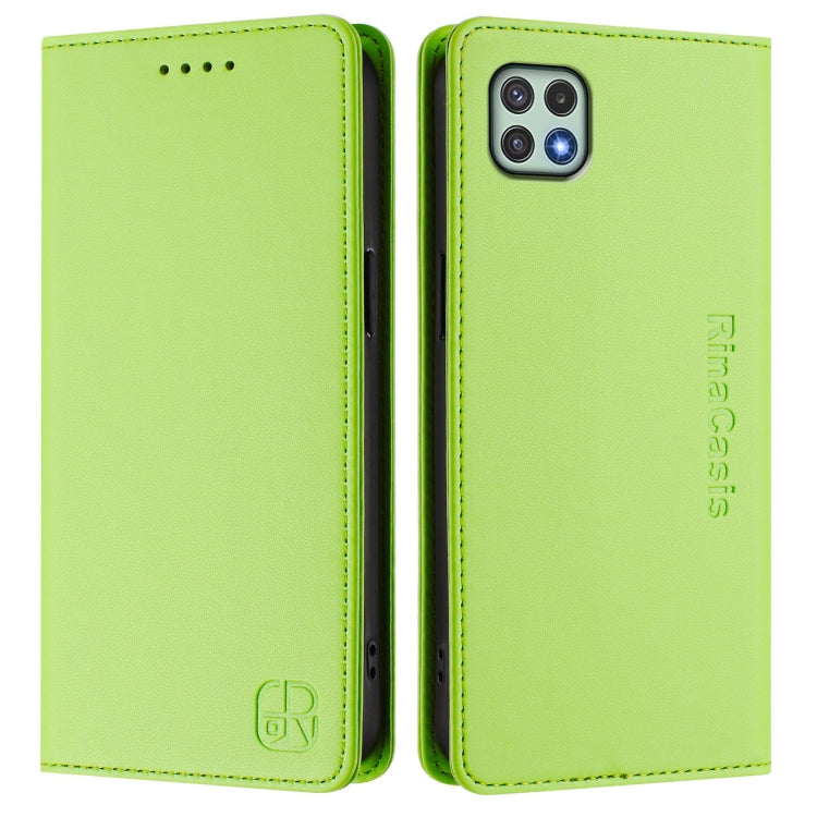 For Samsung Galaxy A22 5G / A22s 5G RC01 Dual-Folded Magnetic Suction RFID Leather Phone Case