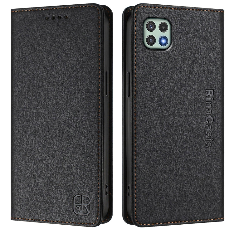 For Samsung Galaxy A22 5G / A22s 5G RC01 Dual-Folded Magnetic Suction RFID Leather Phone Case
