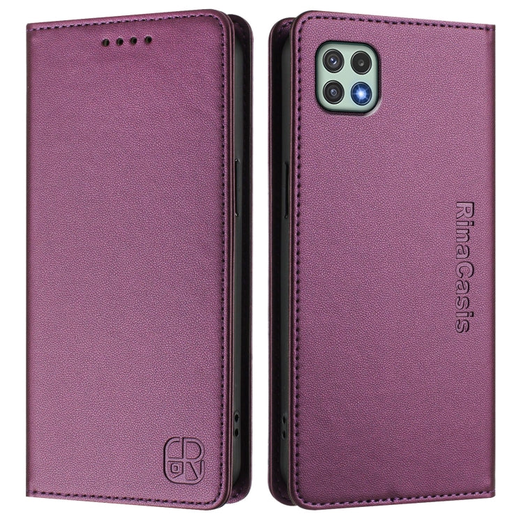 For Samsung Galaxy A22 5G / A22s 5G RC01 Dual-Folded Magnetic Suction RFID Leather Phone Case