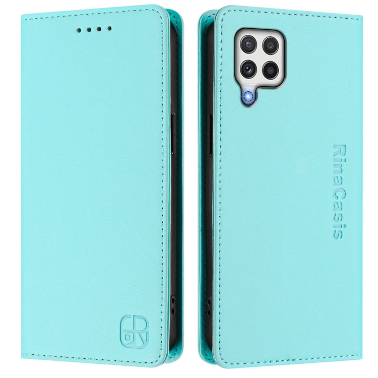 For Samsung Galaxy A22 4G RC01 Dual-Folded Magnetic Suction RFID Leather Phone Case