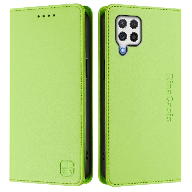 For Samsung Galaxy A22 4G RC01 Dual-Folded Magnetic Suction RFID Leather Phone Case