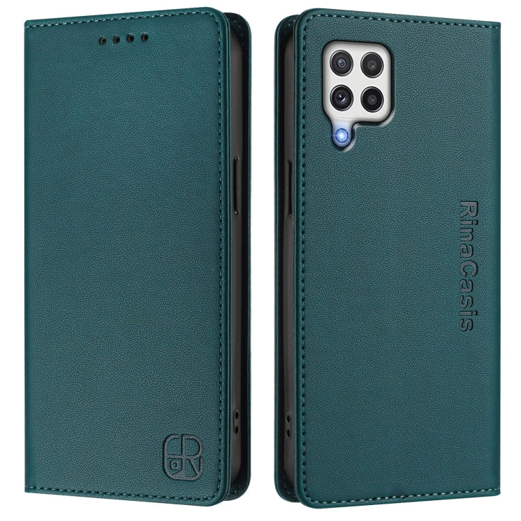 For Samsung Galaxy A22 4G RC01 Dual-Folded Magnetic Suction RFID Leather Phone Case