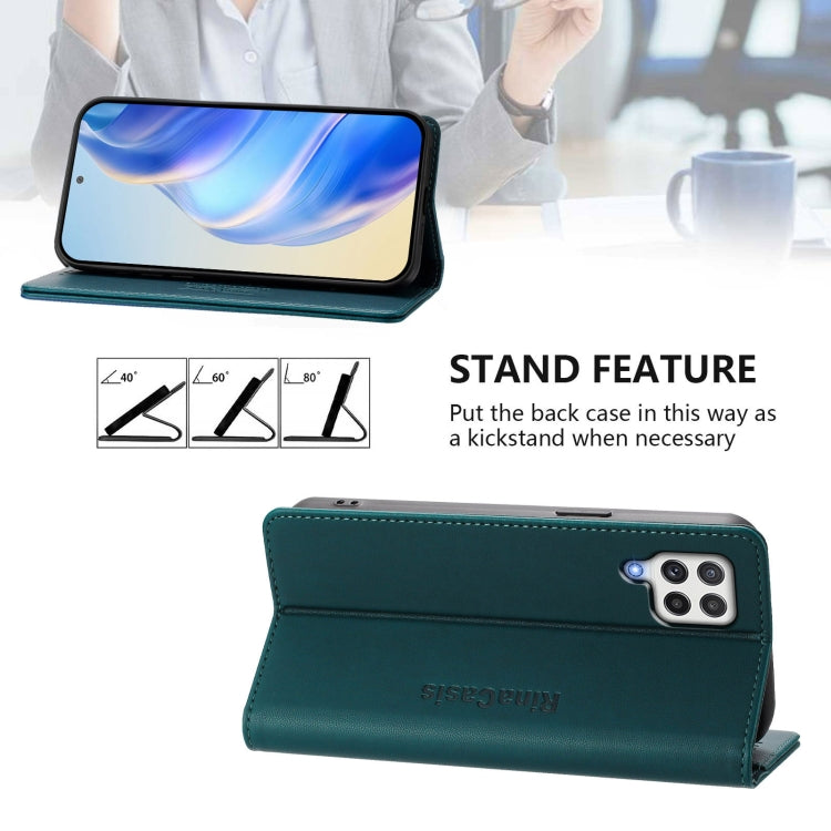 For Samsung Galaxy A22 4G RC01 Dual-Folded Magnetic Suction RFID Leather Phone Case