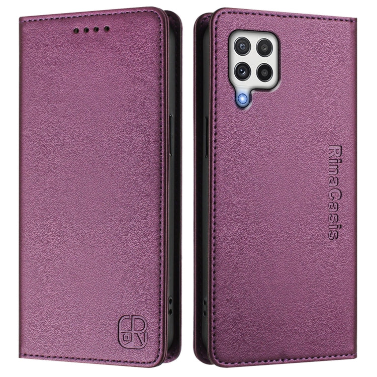 For Samsung Galaxy A22 4G RC01 Dual-Folded Magnetic Suction RFID Leather Phone Case