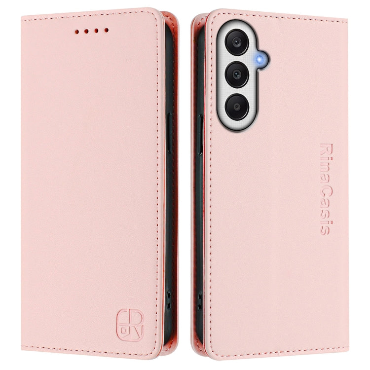 For Samsung Galaxy A25 5G Global RC01 Dual-Folded Magnetic Suction RFID Leather Phone Case