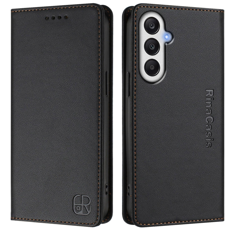 For Samsung Galaxy A25 5G Global RC01 Dual-Folded Magnetic Suction RFID Leather Phone Case