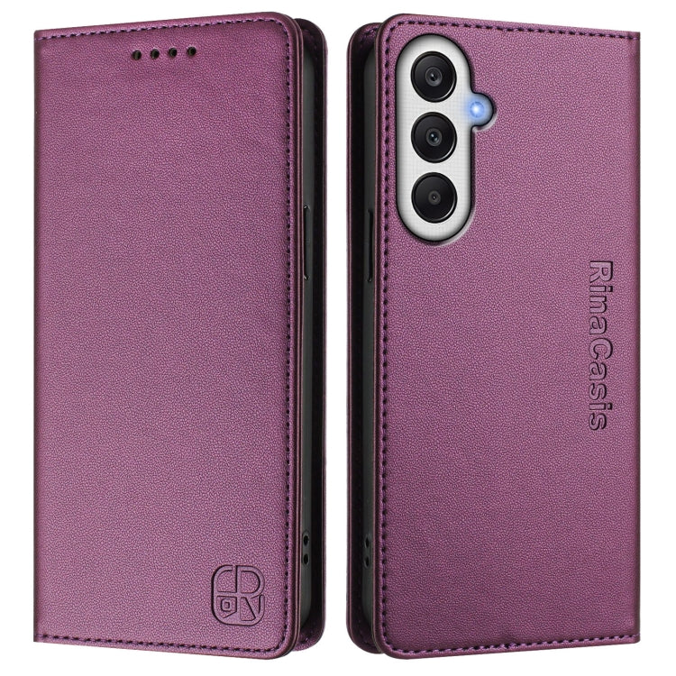 For Samsung Galaxy A25 5G Global RC01 Dual-Folded Magnetic Suction RFID Leather Phone Case