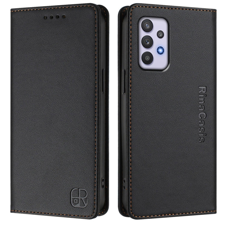 For Samsung Galaxy A32 4G RC01 Dual-Folded Magnetic Suction RFID Leather Phone Case
