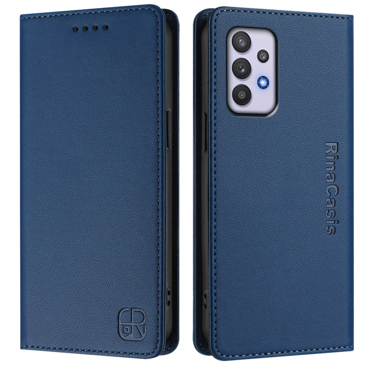For Samsung Galaxy A32 5G / M32 5G RC01 Dual-Folded Magnetic Suction RFID Leather Phone Case