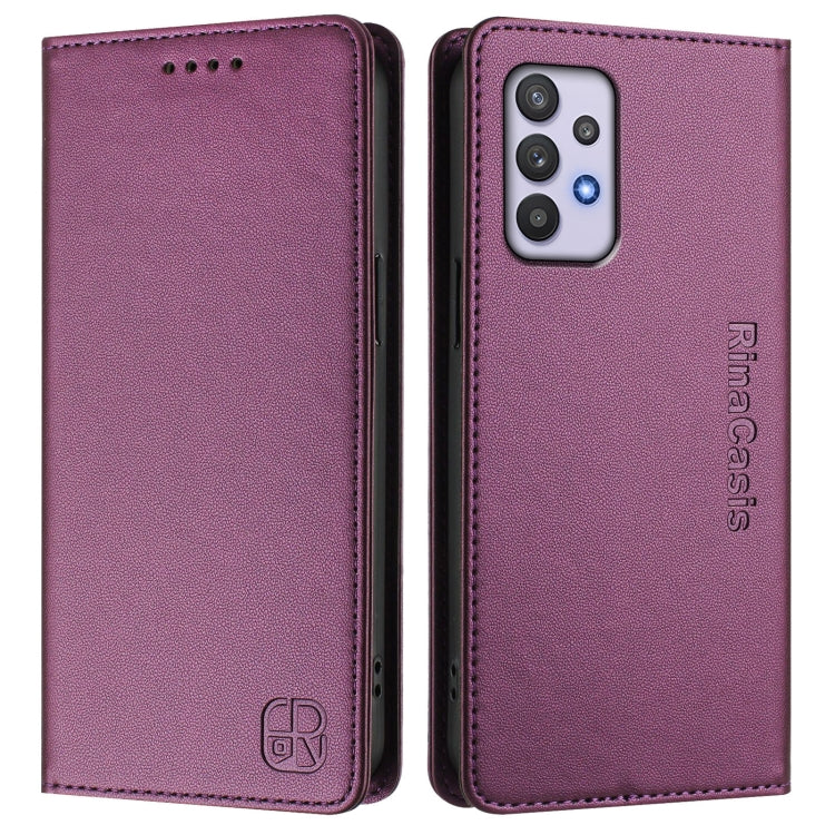For Samsung Galaxy A32 5G / M32 5G RC01 Dual-Folded Magnetic Suction RFID Leather Phone Case