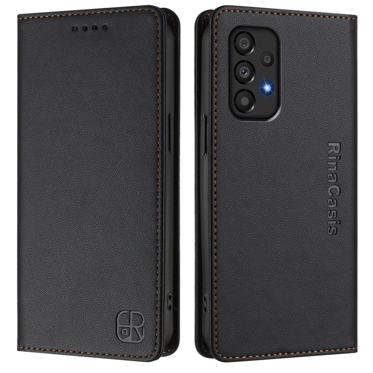 For Samsung Galaxy A33 5G RC01 Dual-Folded Magnetic Suction RFID Leather Phone Case