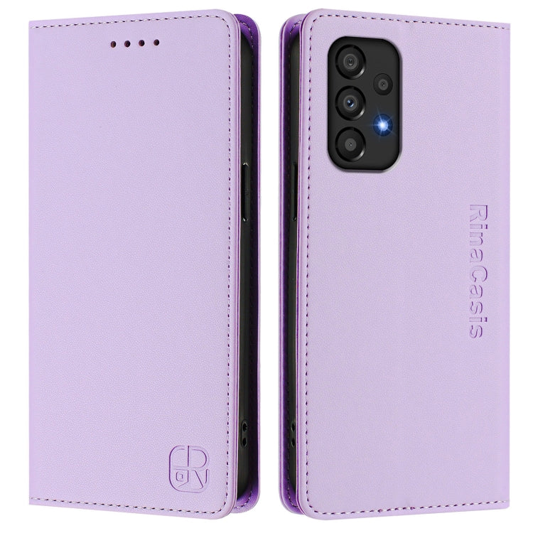 For Samsung Galaxy A33 5G RC01 Dual-Folded Magnetic Suction RFID Leather Phone Case