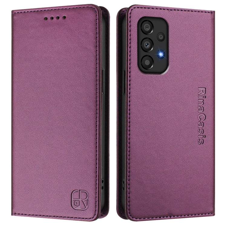For Samsung Galaxy A33 5G RC01 Dual-Folded Magnetic Suction RFID Leather Phone Case