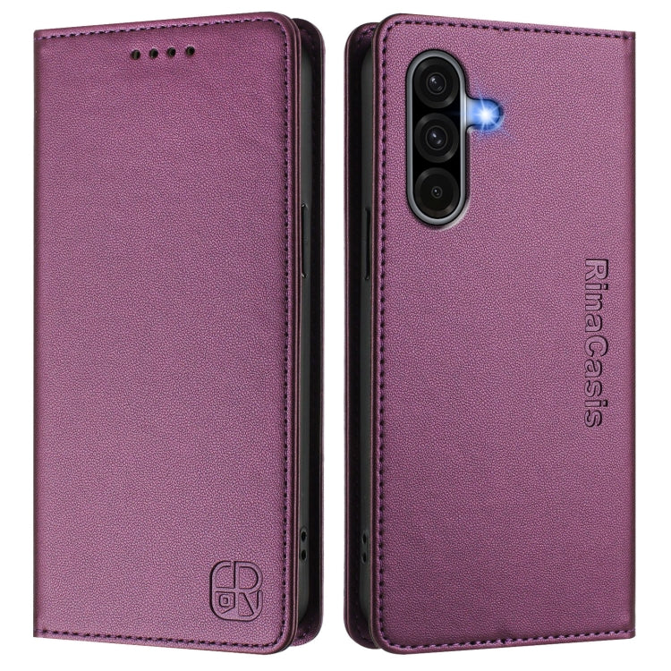 For Samsung Galaxy A36 5G RC01 Dual-Folded Magnetic Suction RFID Leather Phone Case