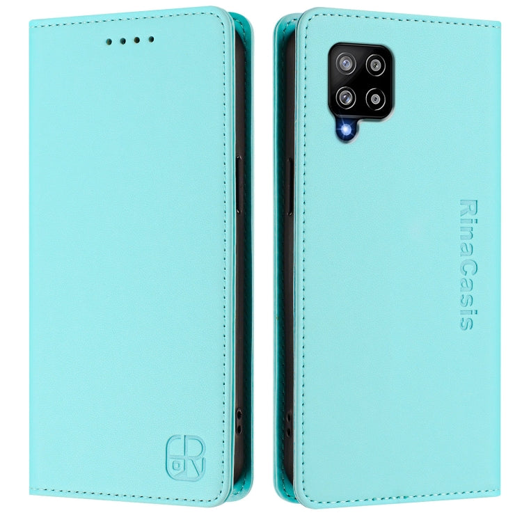For Samsung Galaxy A42 5G / M42 RC01 Dual-Folded Magnetic Suction RFID Leather Phone Case