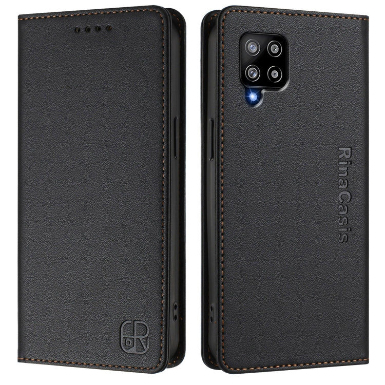 For Samsung Galaxy A42 5G / M42 RC01 Dual-Folded Magnetic Suction RFID Leather Phone Case