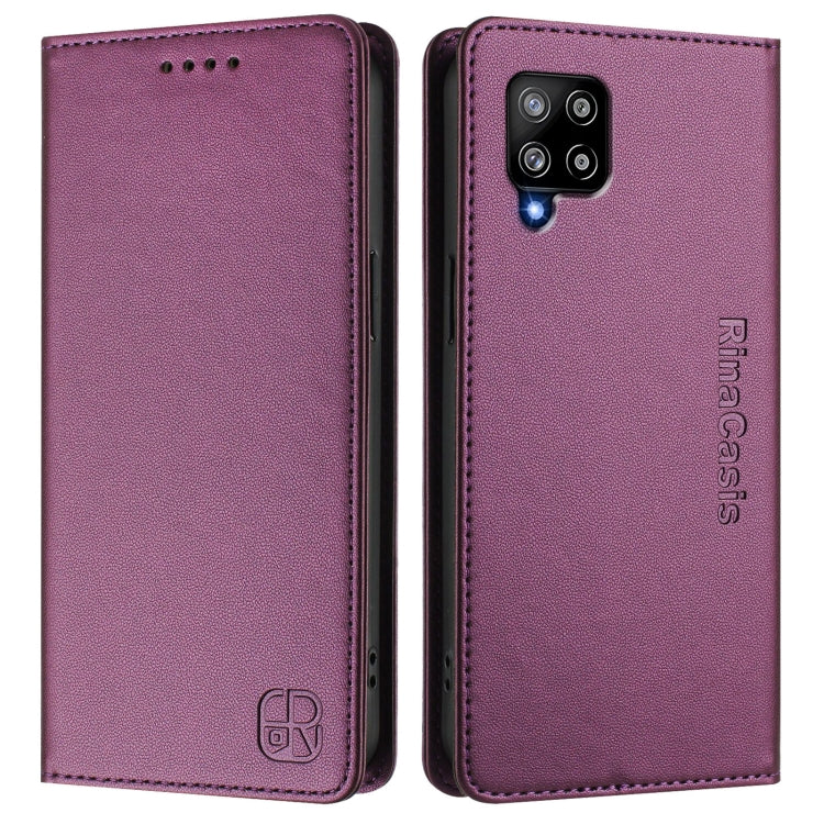 For Samsung Galaxy A42 5G / M42 RC01 Dual-Folded Magnetic Suction RFID Leather Phone Case
