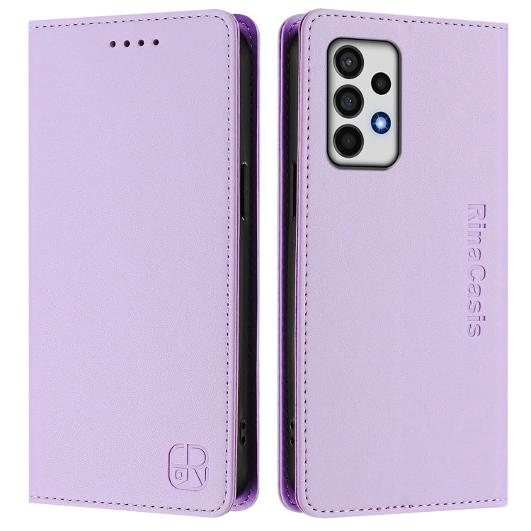 For Samsung Galaxy A52 4G / 5G RC01 Dual-Folded Magnetic Suction RFID Leather Phone Case