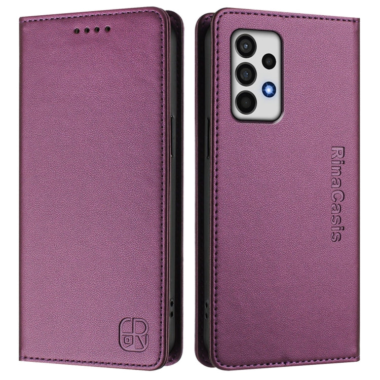 For Samsung Galaxy A52 4G / 5G RC01 Dual-Folded Magnetic Suction RFID Leather Phone Case