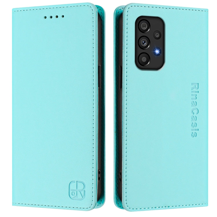 For Samsung Galaxy A53 5G RC01 Dual-Folded Magnetic Suction RFID Leather Phone Case