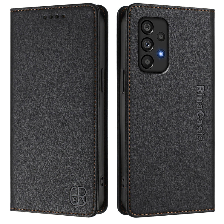 For Samsung Galaxy A53 5G RC01 Dual-Folded Magnetic Suction RFID Leather Phone Case