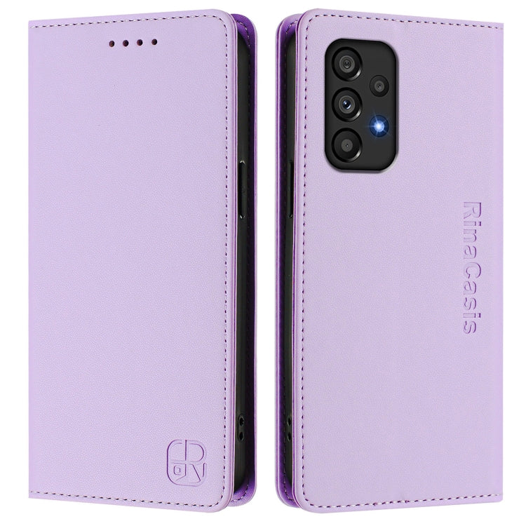 For Samsung Galaxy A53 5G RC01 Dual-Folded Magnetic Suction RFID Leather Phone Case