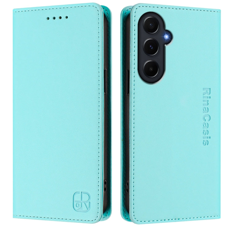 For Samsung Galaxy A55 5G Global RC01 Dual-Folded Magnetic Suction RFID Leather Phone Case