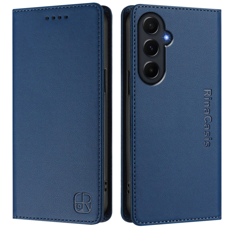 For Samsung Galaxy A55 5G Global RC01 Dual-Folded Magnetic Suction RFID Leather Phone Case