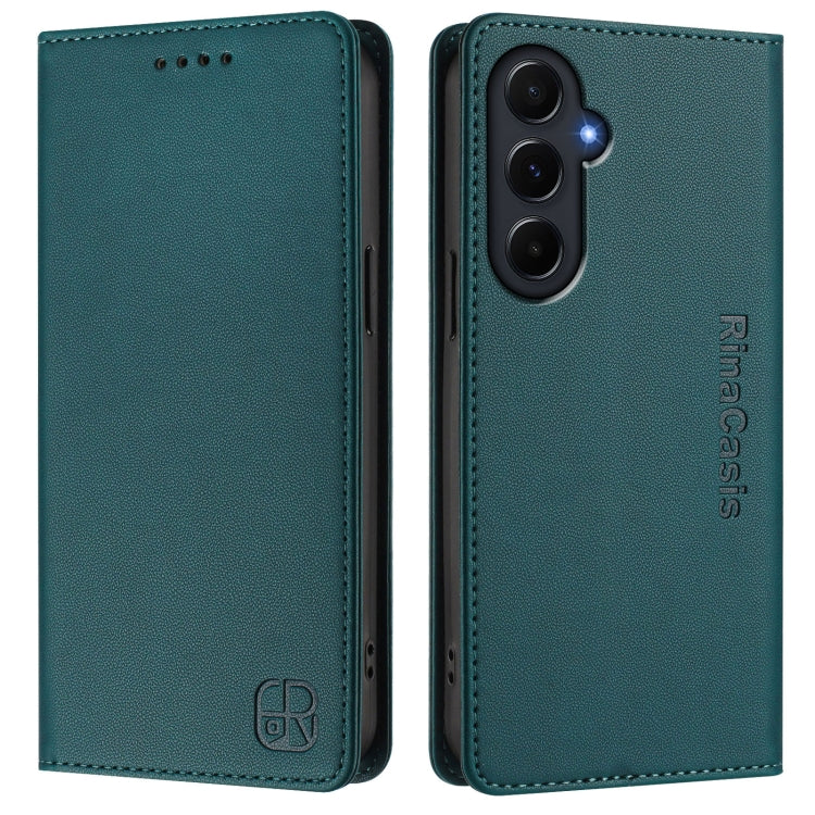 For Samsung Galaxy A55 5G Global RC01 Dual-Folded Magnetic Suction RFID Leather Phone Case