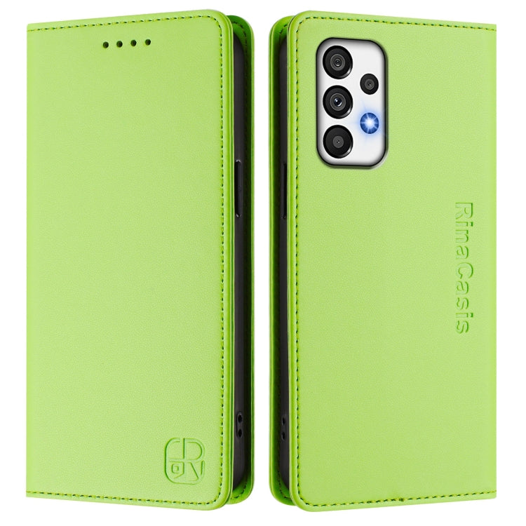 For Samsung Galaxy A73 5G RC01 Dual-Folded Magnetic Suction RFID Leather Phone Case
