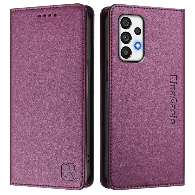 For Samsung Galaxy A73 5G RC01 Dual-Folded Magnetic Suction RFID Leather Phone Case