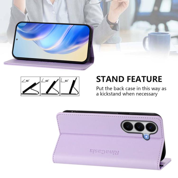 For Galaxy A27 5G RC01 Dual-Folded Magnetic Suction RFID Leather Phone Case