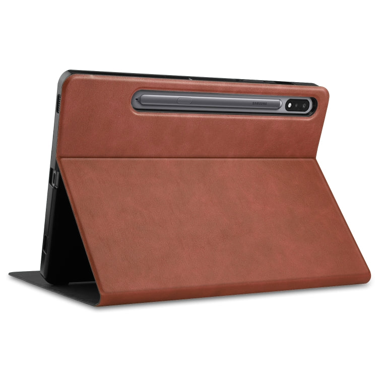For Samsung Galaxy Tab S8 / Galaxy Tab S7 (2020) T870 Cowhide Texture TPU Tablet Horizontal Flip Leather Case with Holder & Sleep / Wake-Up Function & Pen Slot