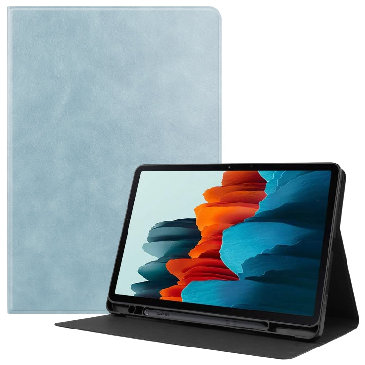 For Samsung Galaxy Tab S8 / Galaxy Tab S7 (2020) T870 Cowhide Texture TPU Tablet Horizontal Flip Leather Case with Holder & Sleep / Wake-Up Function & Pen Slot