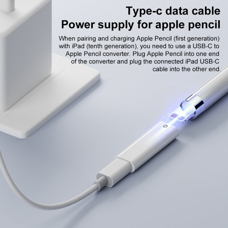 For Apple Pencil Type-C to 8 Pin Adapter Supports Bluetooth - White