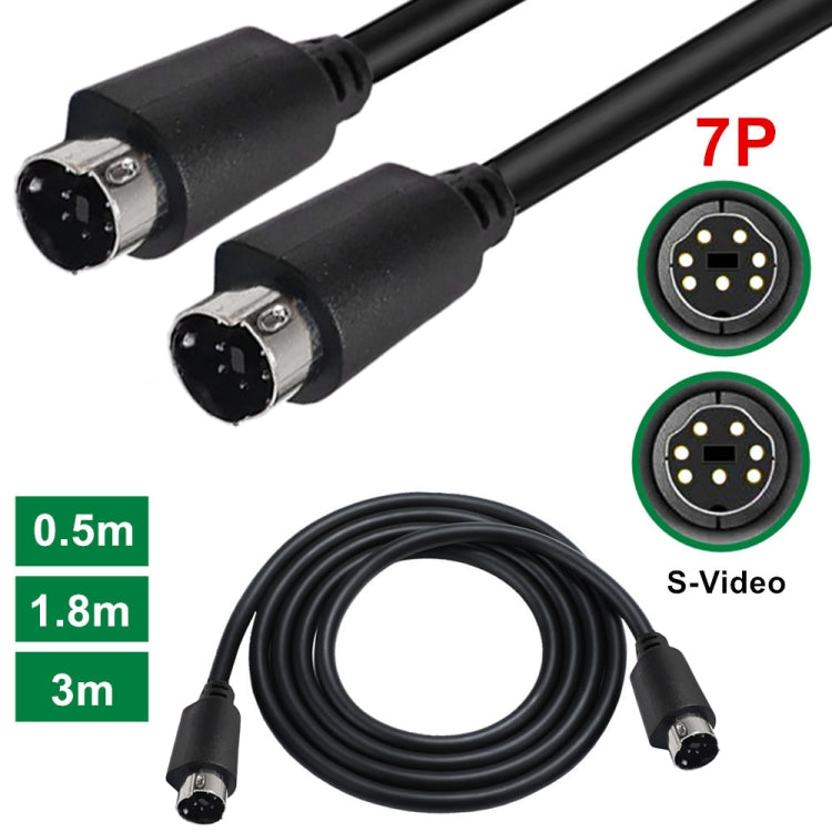 Mini DIN 7 Pin S-Video Core Audio / Video Cable, Length:0.5m