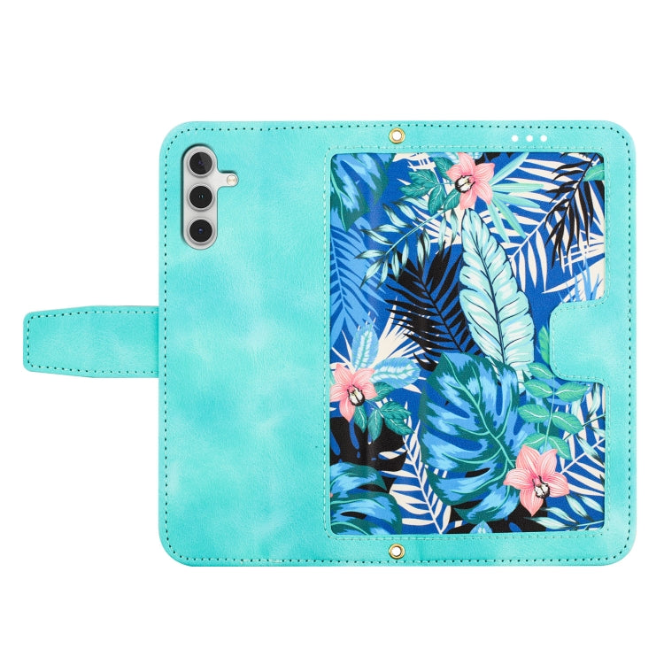 For Samsung Galaxy A05s Floral Pattern Leather Phone Case with Lanyard