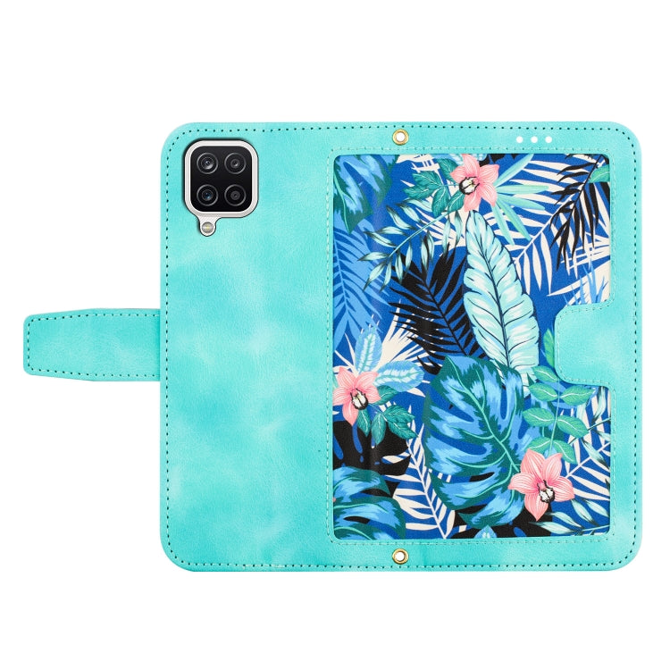 For Samsung Galaxy A12 5G Floral Pattern Leather Phone Case with Lanyard