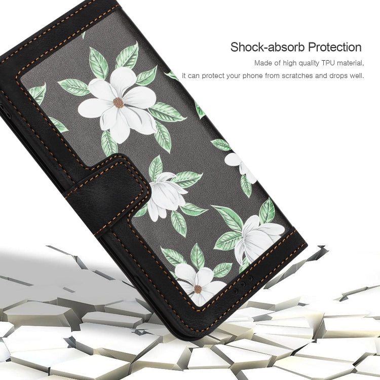 For Samsung Galaxy A14 5G / 4G Floral Pattern Leather Phone Case with Lanyard