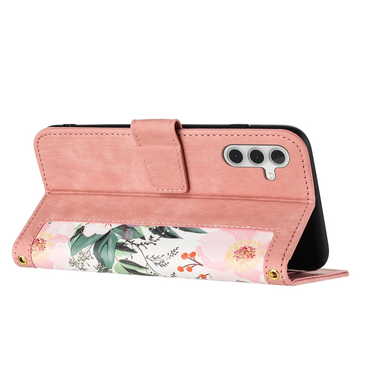 For Samsung Galaxy A16 5G / 4G Floral Pattern Leather Phone Case with Lanyard