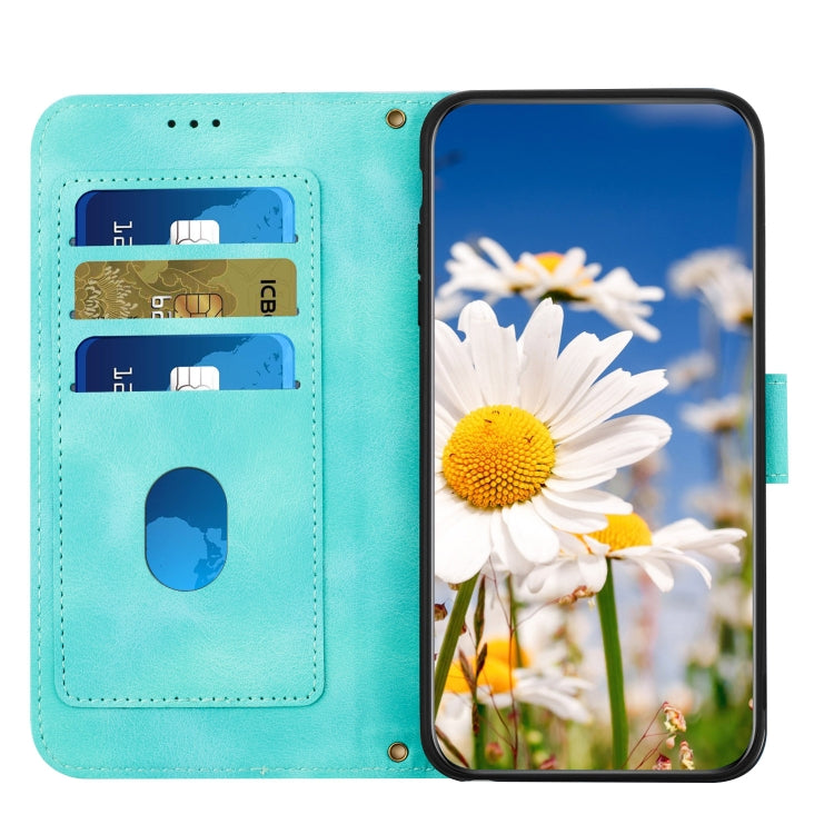 For Samsung Galaxy A24 4G Floral Pattern Leather Phone Case with Lanyard